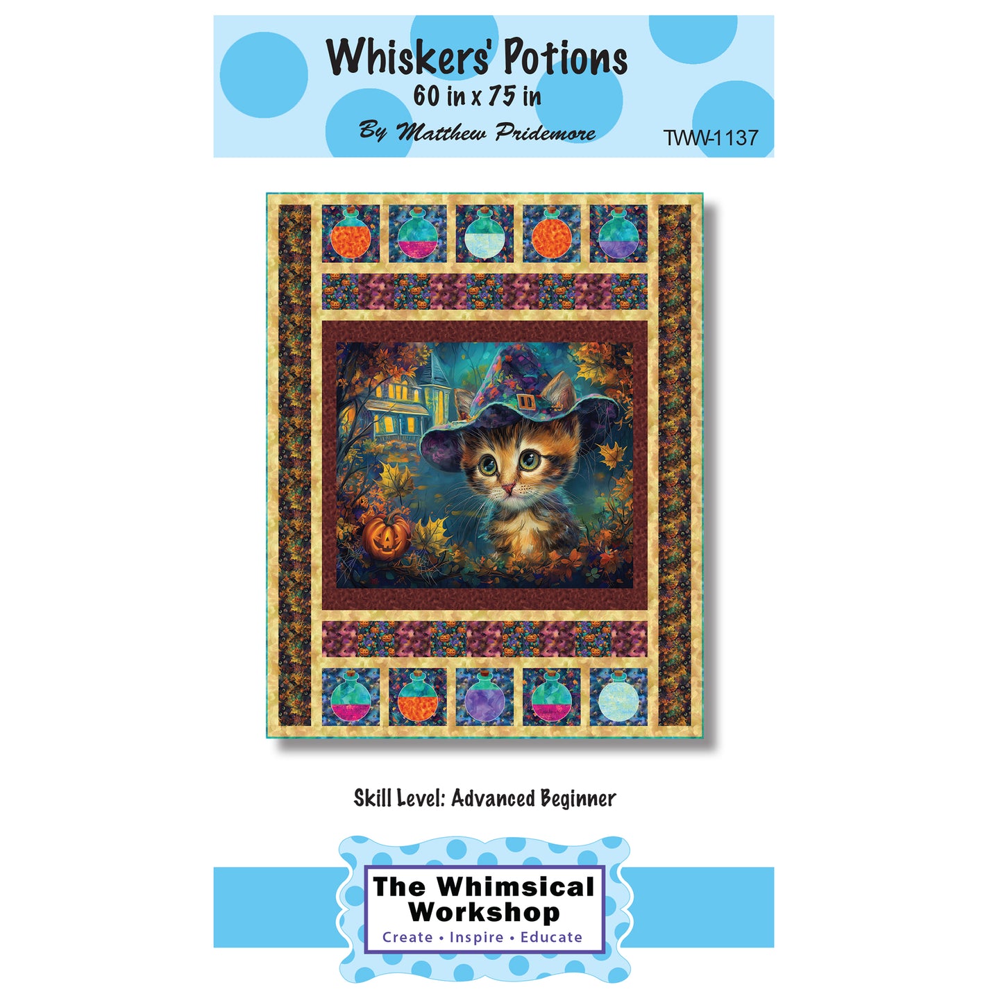 Cover image of pattern for Whiskers' Potions quilt.