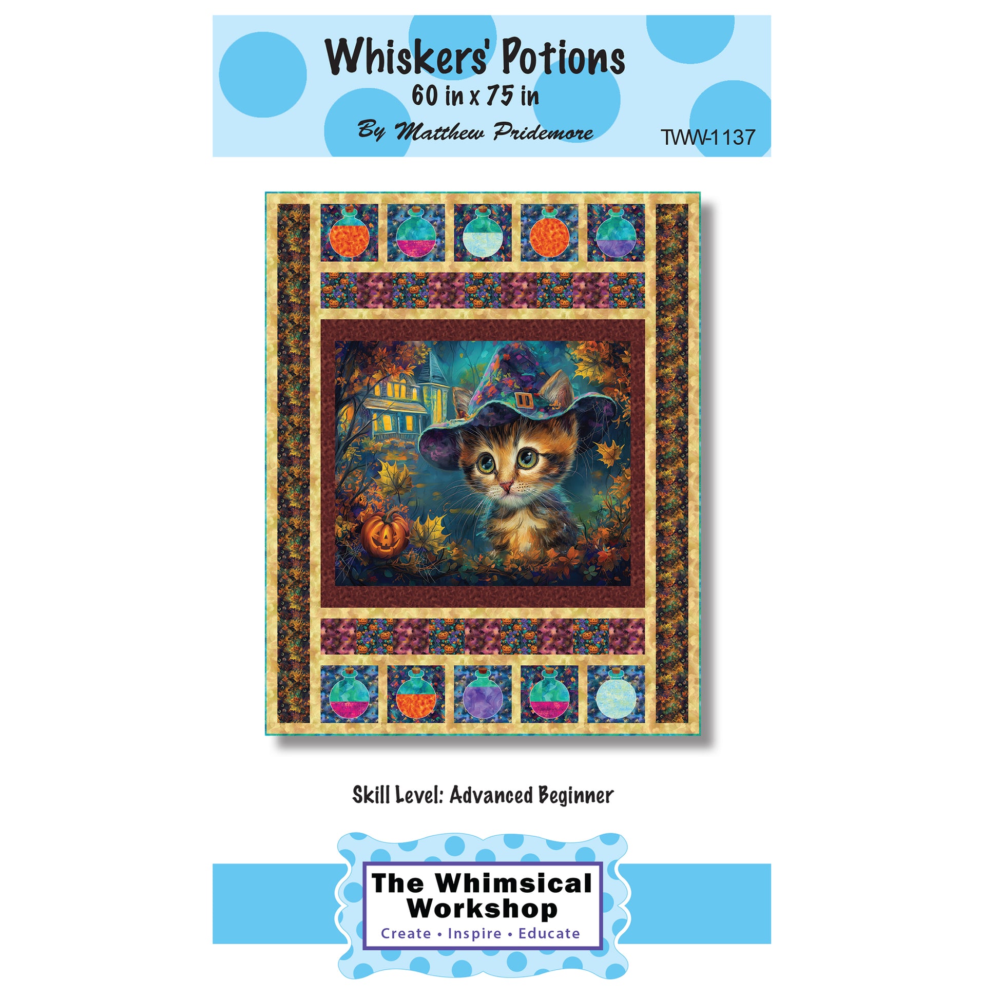 Cover image of pattern for Whiskers' Potions quilt.