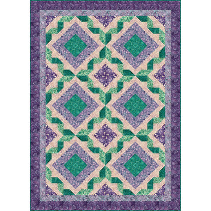Batik Ribbon Twist II quilt features a ribbon design around diamond blocks.