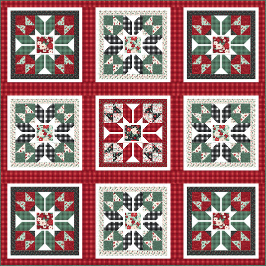 Holiday Wishes quilt by Matthew Pridemore of The Whimsical Workshop is a festive, holiday quilt. Fun stars in red and green fabrics.