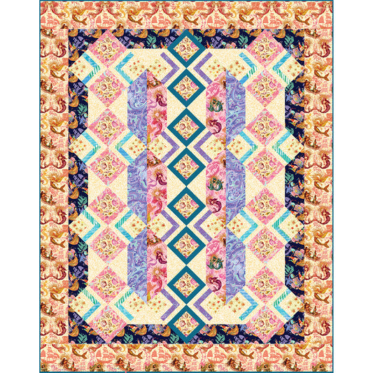 Neptune's Dream quilt feels like the fabric is popping off the quilt.  Diamonds with diamonds with fabric "behind" in stripes.