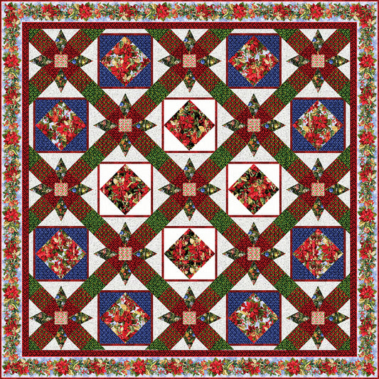 Beautiful quilt of stars and diamond blocks with the stars appearing to radiate out from each other. 