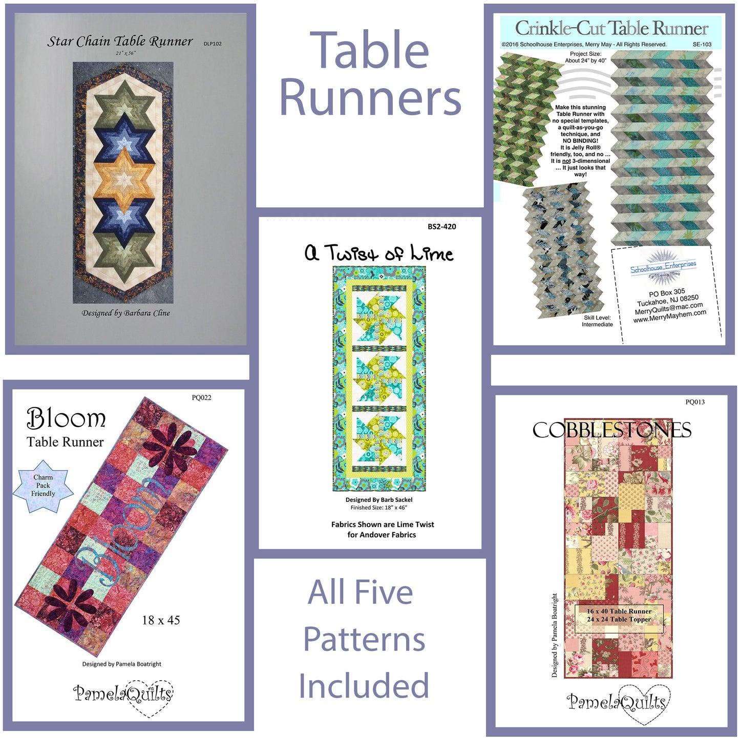 5 Pattern Bundle - Table Runners