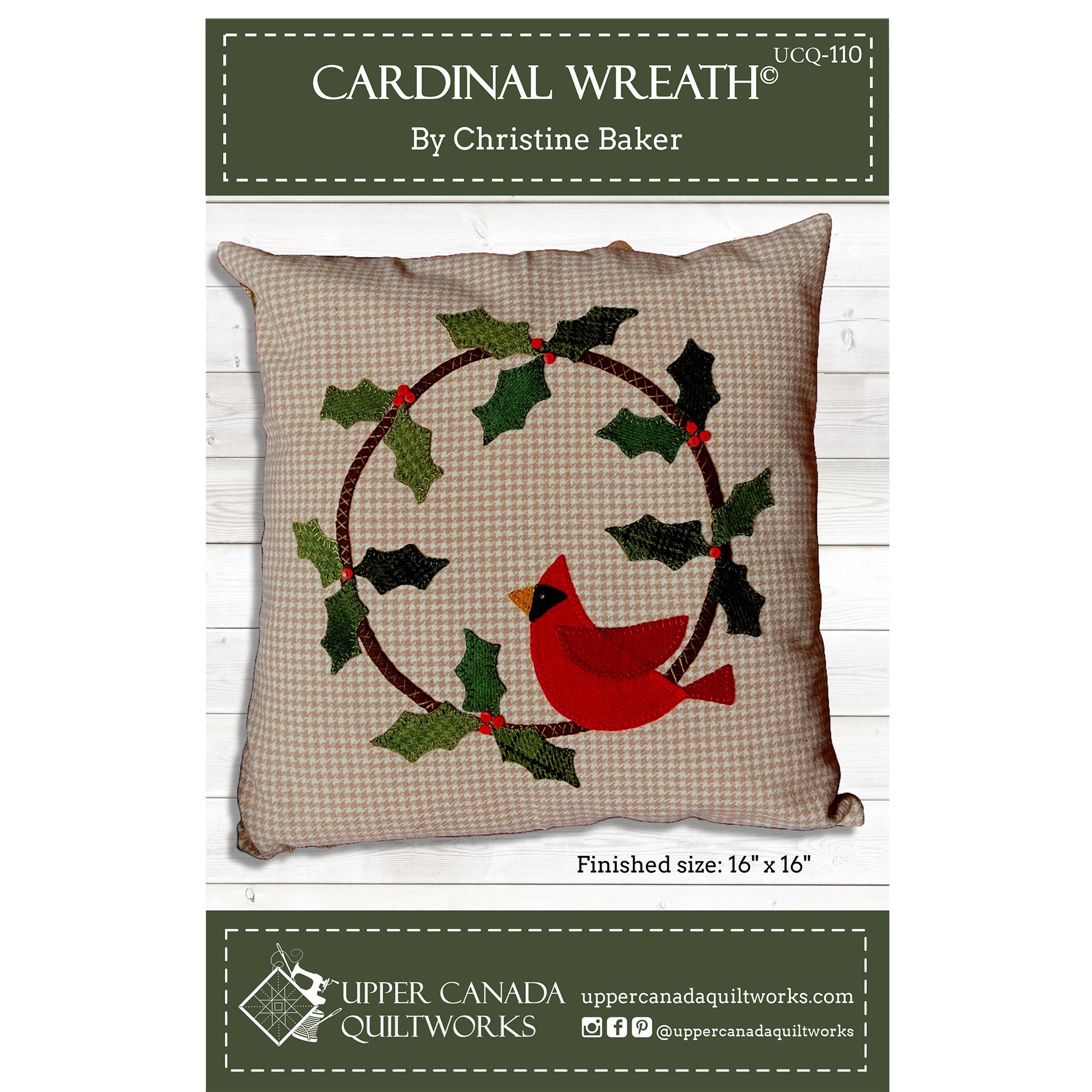 Cover image of pattern for Cardinal Wreath Pillow.