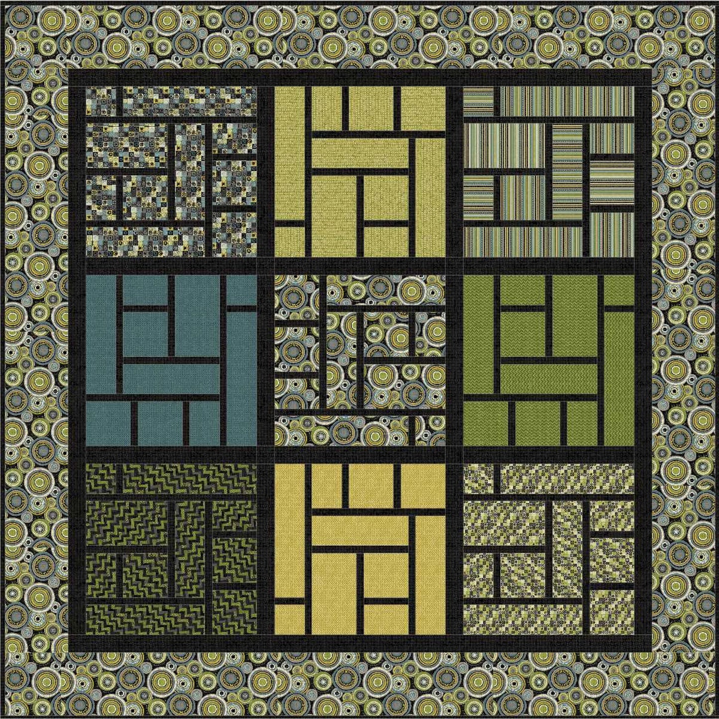 Geometric patterned quilt.