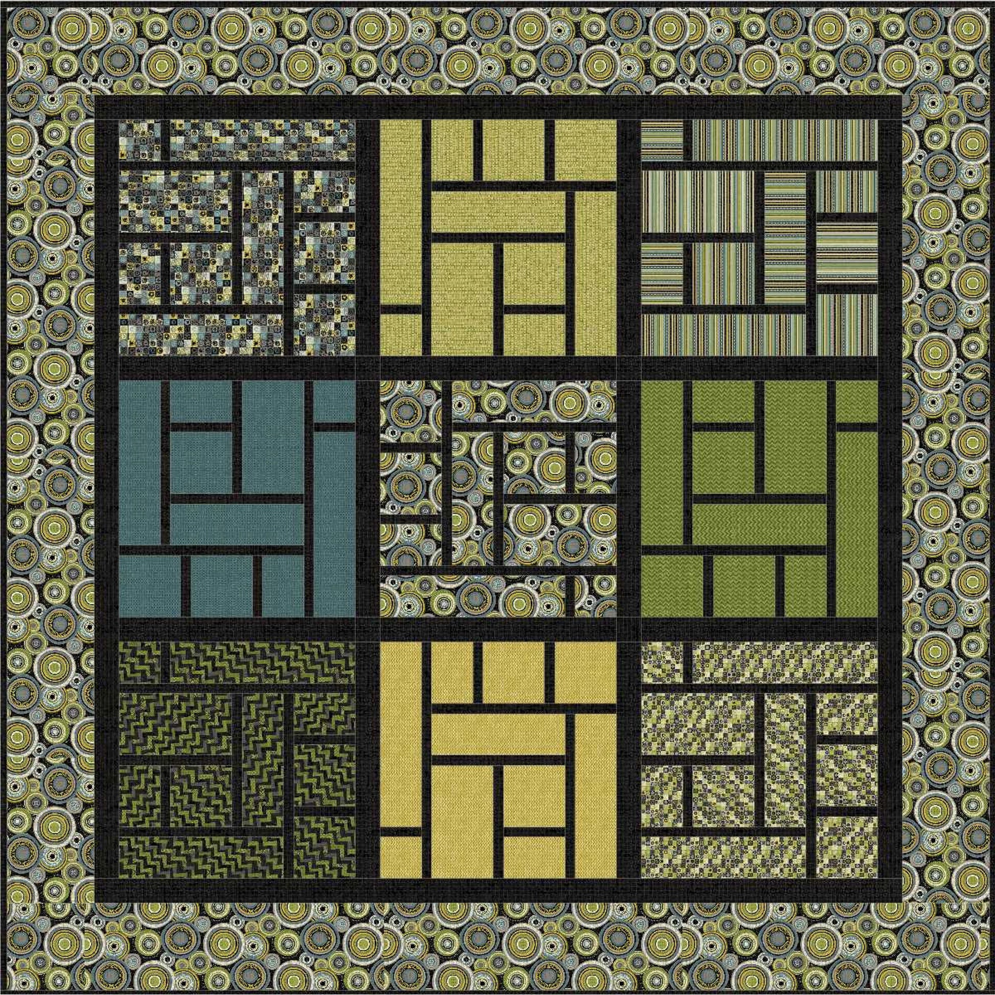 Geometric patterned quilt.