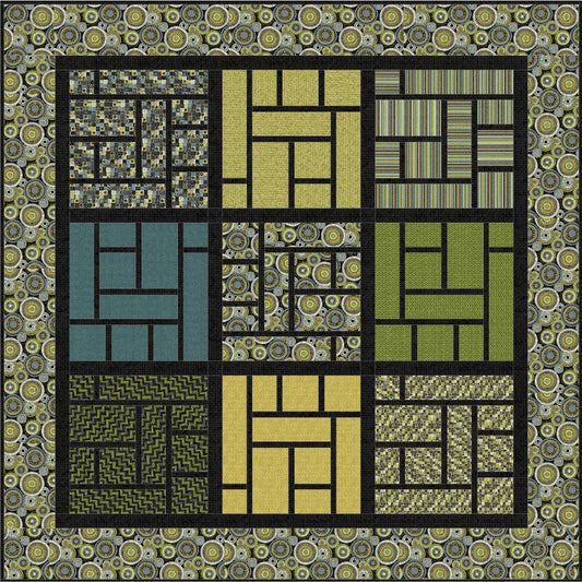 Geometric patterned quilt.