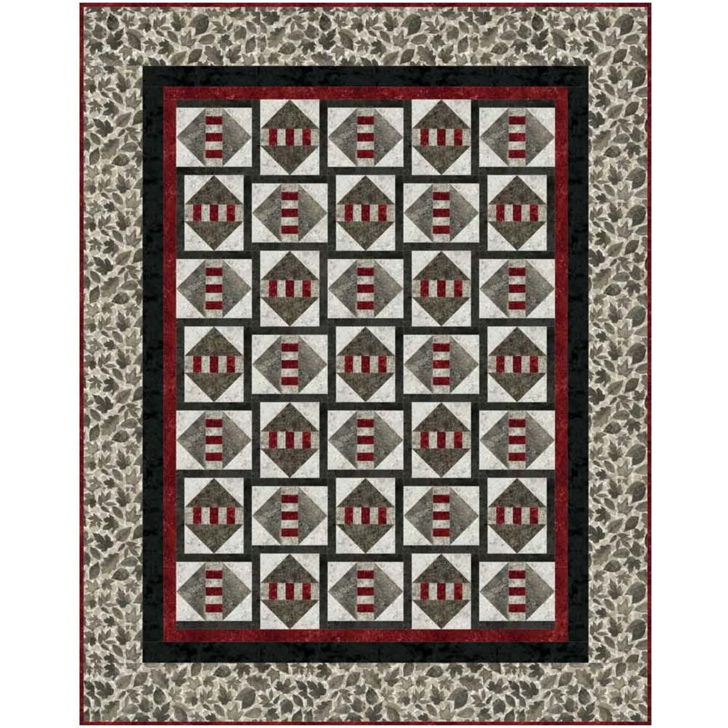 Quilt with geometric pattern on a textured background
