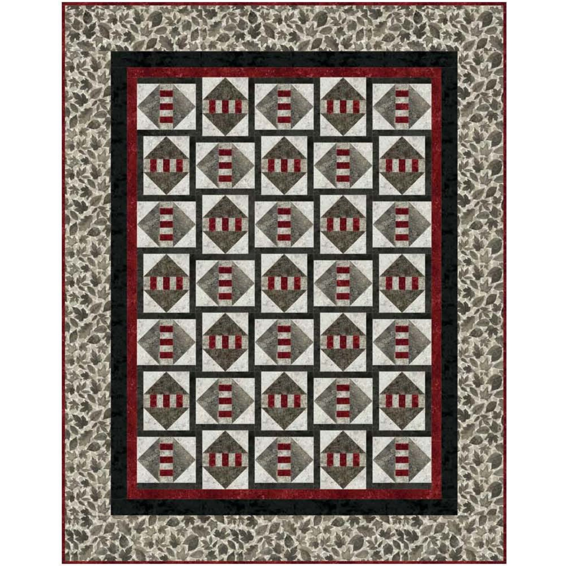 Quilt with geometric pattern on a textured background