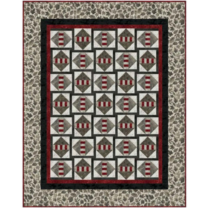 Quilt with geometric pattern on a textured background