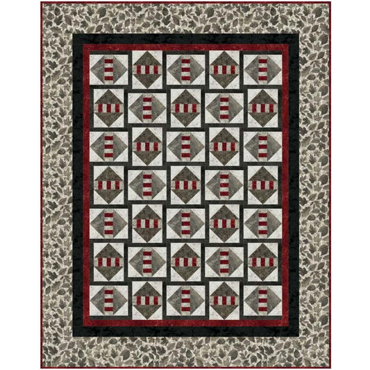Quilt with geometric pattern on a textured background