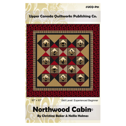 Quilt pattern book cover for 'Northwood Cabin' by Upper Canada Quiltworks with quilt design and publishing details.