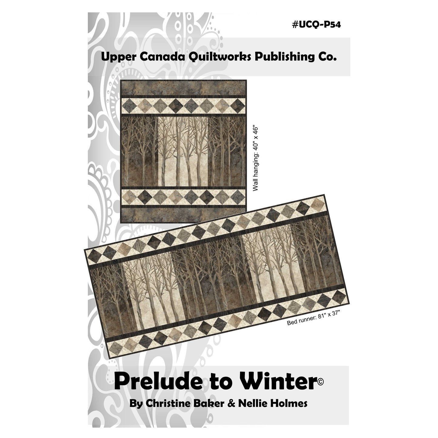 Quilt pattern cover for 'Prelude to Winter' by Upper Canada Quiltworks with a winter landscape design.