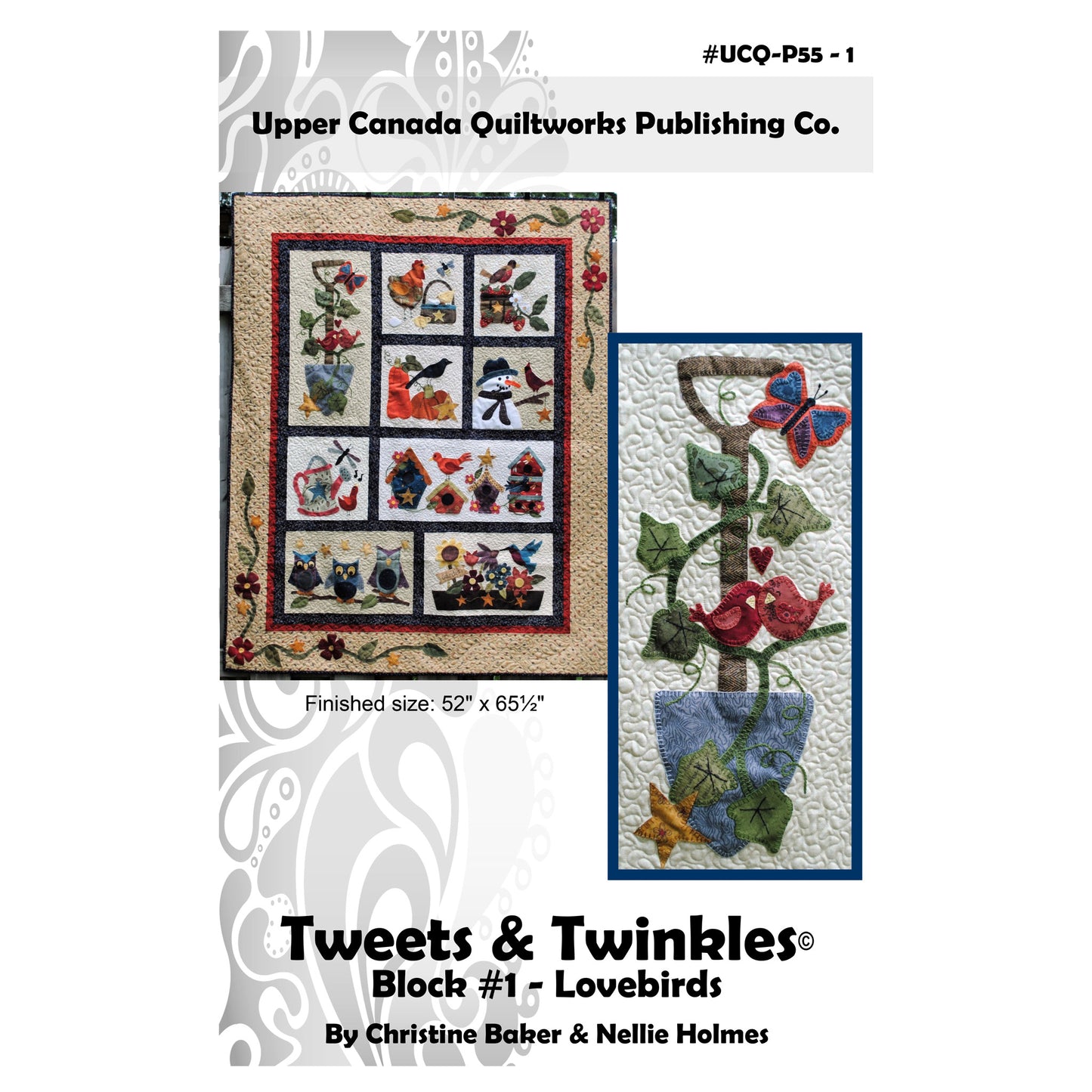 Quilt pattern book cover for 'Tweets & Twinkles' by Upper Canada Quiltworks with quilt images and branding.
