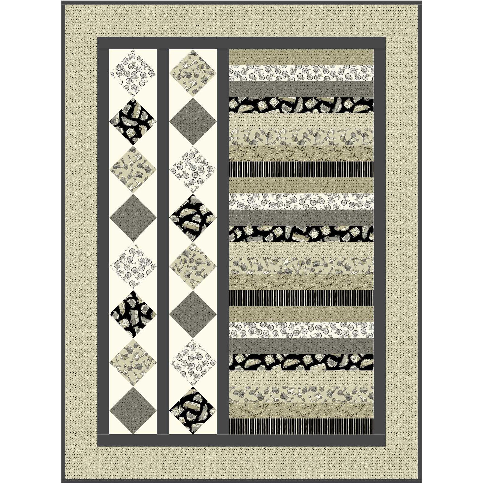 Image of the Away We Go quilt by Christine Baker of Upper Canada Quiltworks.