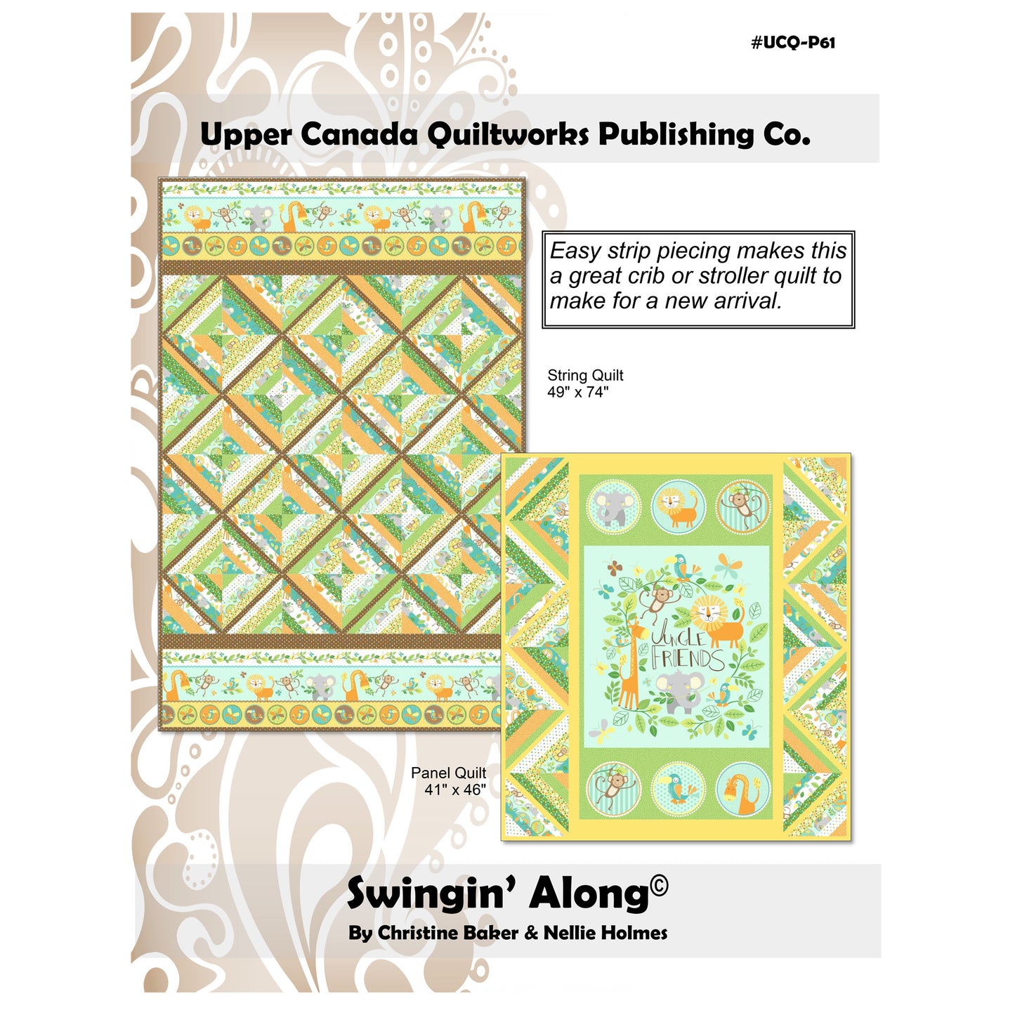 Quilt pattern packaging for 'Swingin' Along' by Upper Canada Quiltworks with quilt images and text.