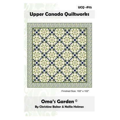 Upper Canada Quiltworks pattern package for 'Oma's Garden' quilt with geometric design.