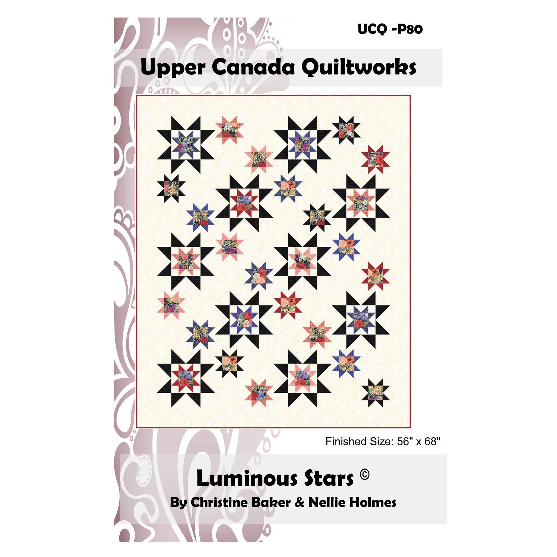 Quilt pattern cover for 'Luminous Stars' by Upper Canada Quiltworks with star-shaped quilt design.
