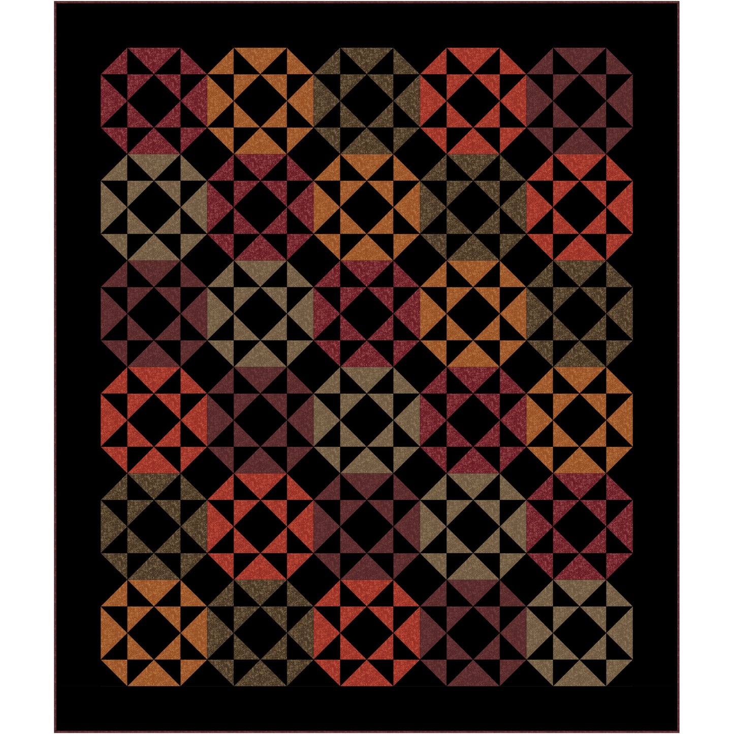 Geometric patterned rug with triangles on a black background