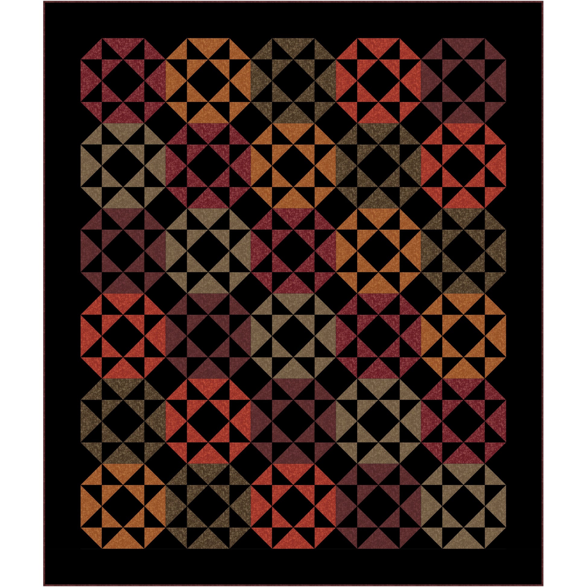 Geometric patterned rug with triangles on a black background