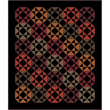 Geometric patterned rug with triangles on a black background