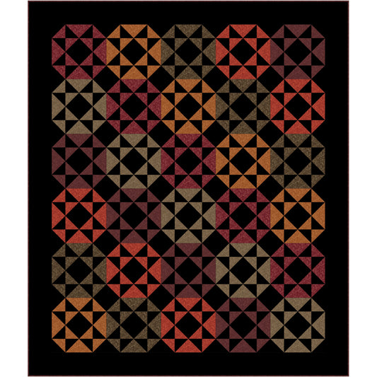 Geometric patterned rug with triangles on a black background