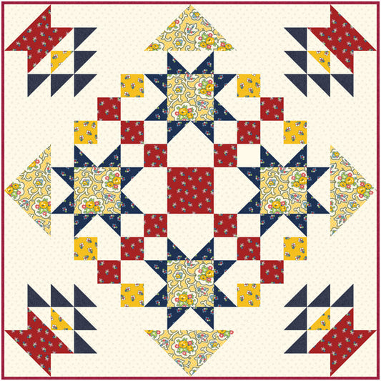 Hazy Summer Days Table topper & six napkins Quilt UCQ-P87e - Downloadable Pattern