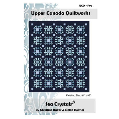 Quilt pattern packaging for 'Sea Crystals' by Upper Canada Quiltworks with quilt design and dimensions.