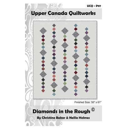 Quilt pattern cover for 'Diamonds in the Rough' by Upper Canada Quiltworks with quilt design and dimensions.