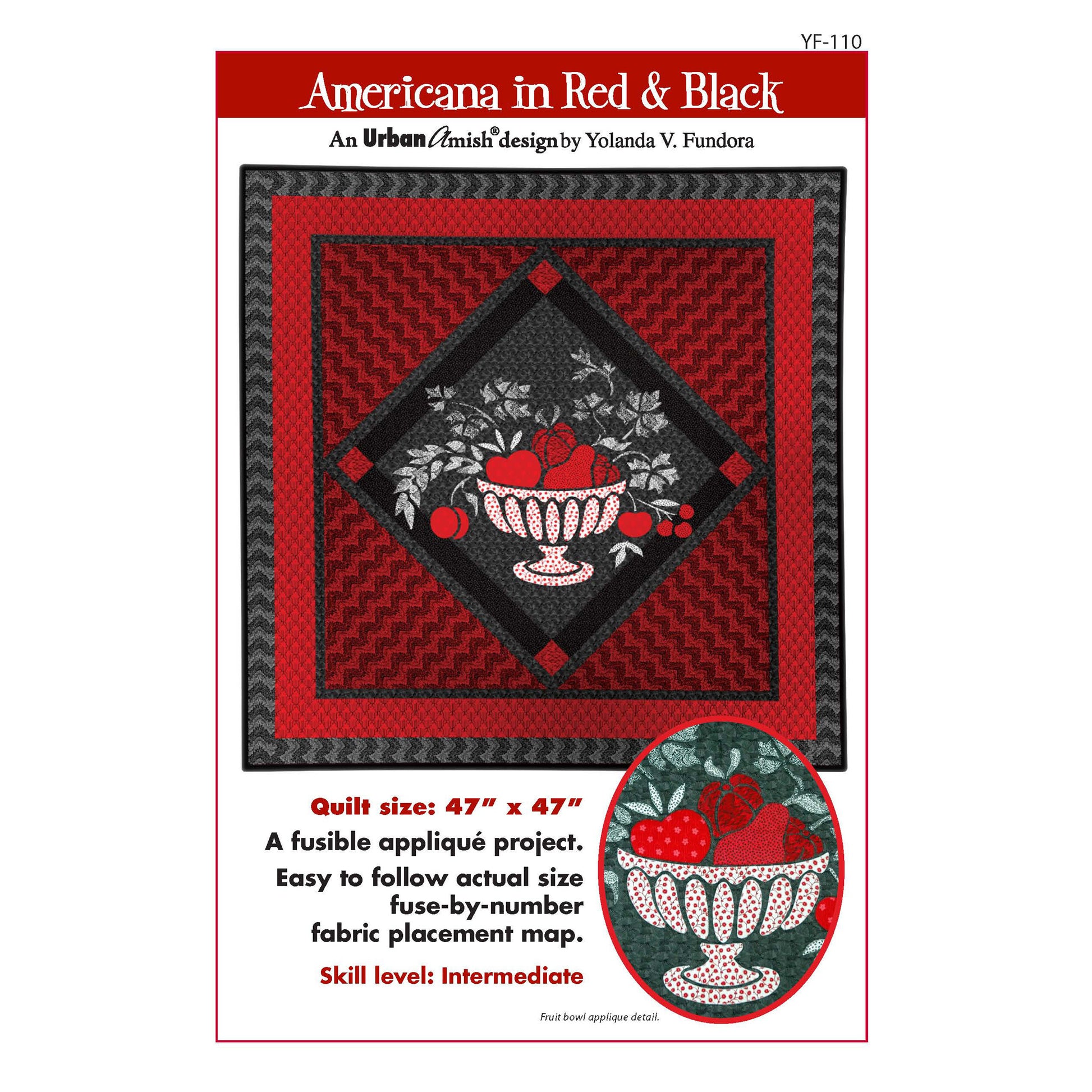 Image of the cover for the Americana in Red & Black quilt pattern.