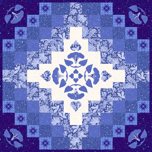 Image of the Heavenly Blues quilt.