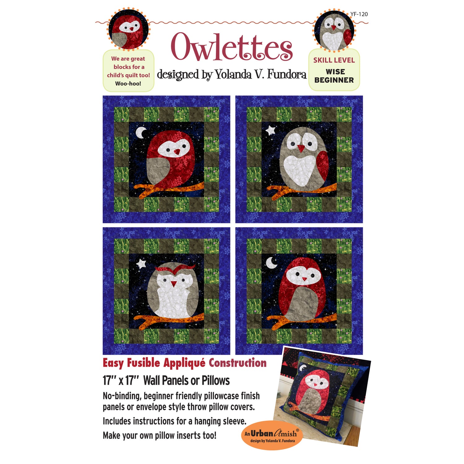 Image of the Owlettes wall hanging pattern cover.