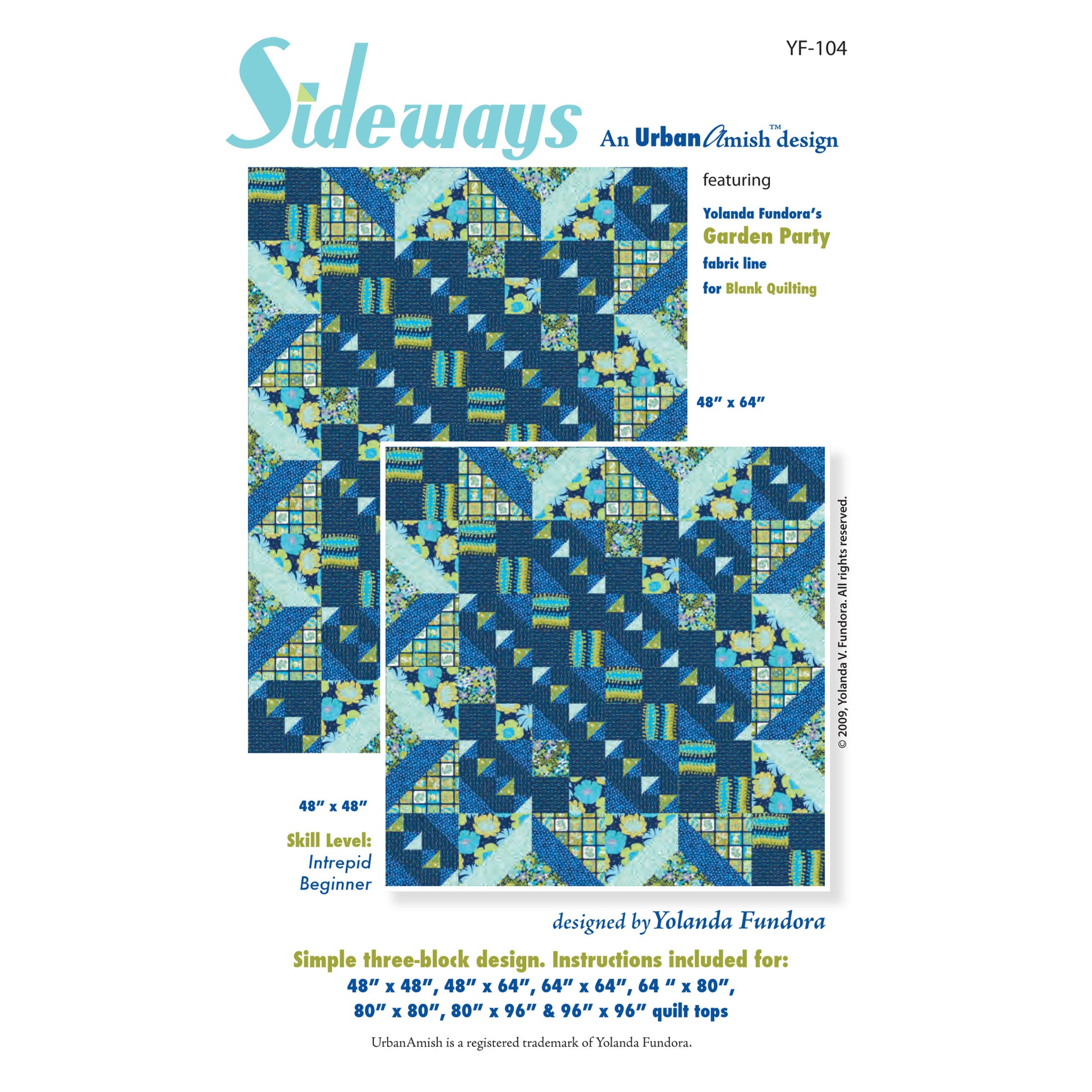 Image of the cover for the Sideways quilt pattern.