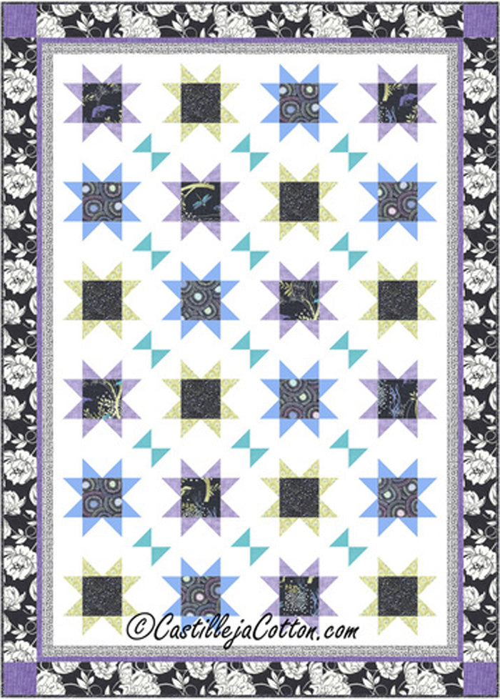 Floating Stars with Butterflies Quilt CJC-46681e - Downloadable Pattern