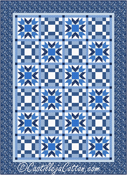 Blue Stars Within Stars Quilt CJC-54432e - Downloadable Pattern