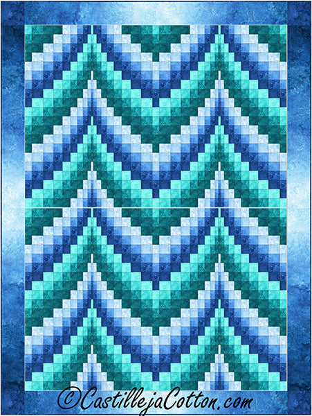 Bargello Ripple 2 Teal Quilt CJC-57082e - Downloadable Pattern