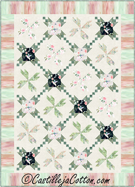 Fluttering Pink Flowers Quilt Pattern CJC-59092 - Paper Pattern