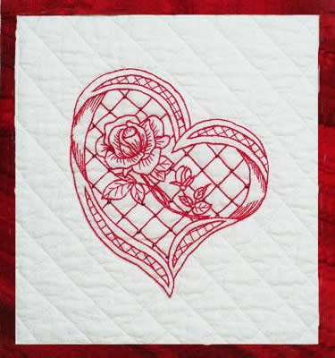 Geri's Redwork Hearts Quilt GGA-228e - Downloadable Pattern