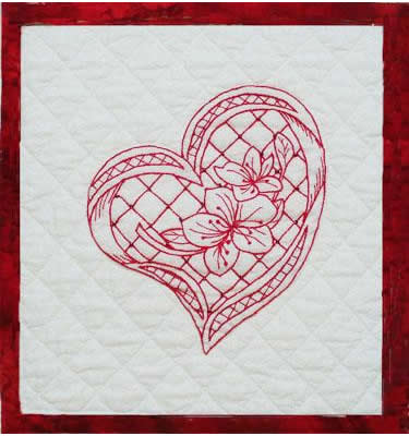 Geri's Redwork Hearts Quilt GGA-228e - Downloadable Pattern