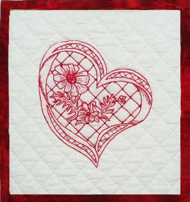 Geri's Redwork Hearts Quilt GGA-228e - Downloadable Pattern