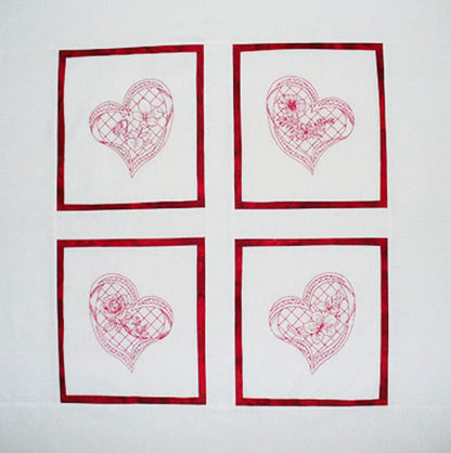 Geri's Redwork Hearts Quilt GGA-228e - Downloadable Pattern