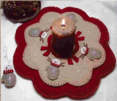 Snow Mittens Penny Rug Candle Mat Pattern PLP-108 - Paper Pattern