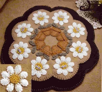 Delightful Daisies Penny Rug Candle Mat Pattern PLP-112 - Paper Pattern