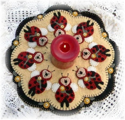 Ladybugs Penny Rug Candle Mat Pattern PLP-125 - Paper Pattern