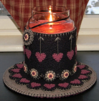 Heartstrings 2 Candle Jar Wrap, Penny Rugs & Ornie Pattern PLP-140 - Paper Pattern