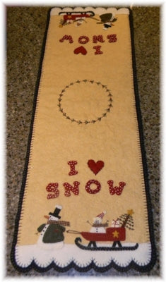 I Love Snow! Penny Rug Table Runner Pattern PLP-154 - Paper Pattern