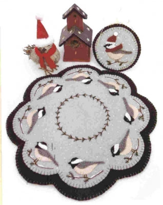 Cheerful Chickadees Penny Rug Candle Mat Pattern PLP-155 - Paper Pattern