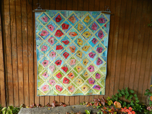 Wonky Rose Garden Quilt  AEQ-73e - Downloadable Pattern