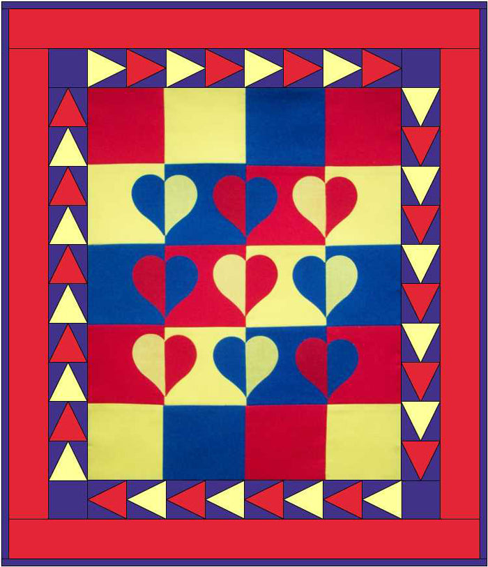 Primary Hearts Quilt AV-151e - Downloadable Pattern