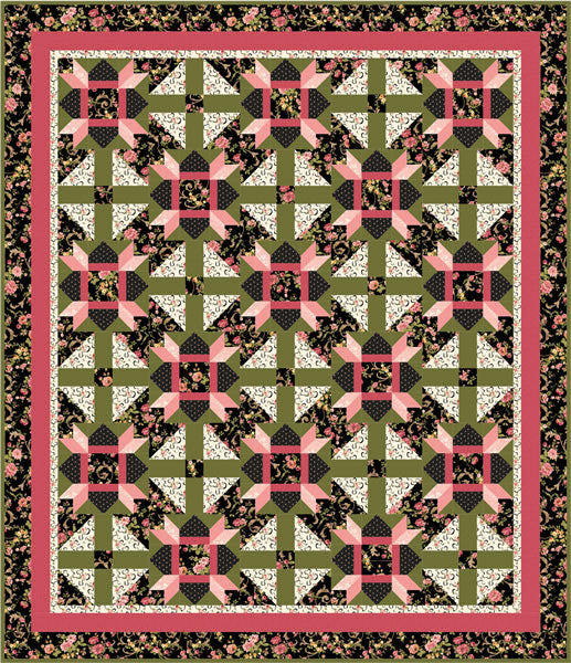 Black Floral Crossroads Quilt BS2-318e - Downloadable Pattern